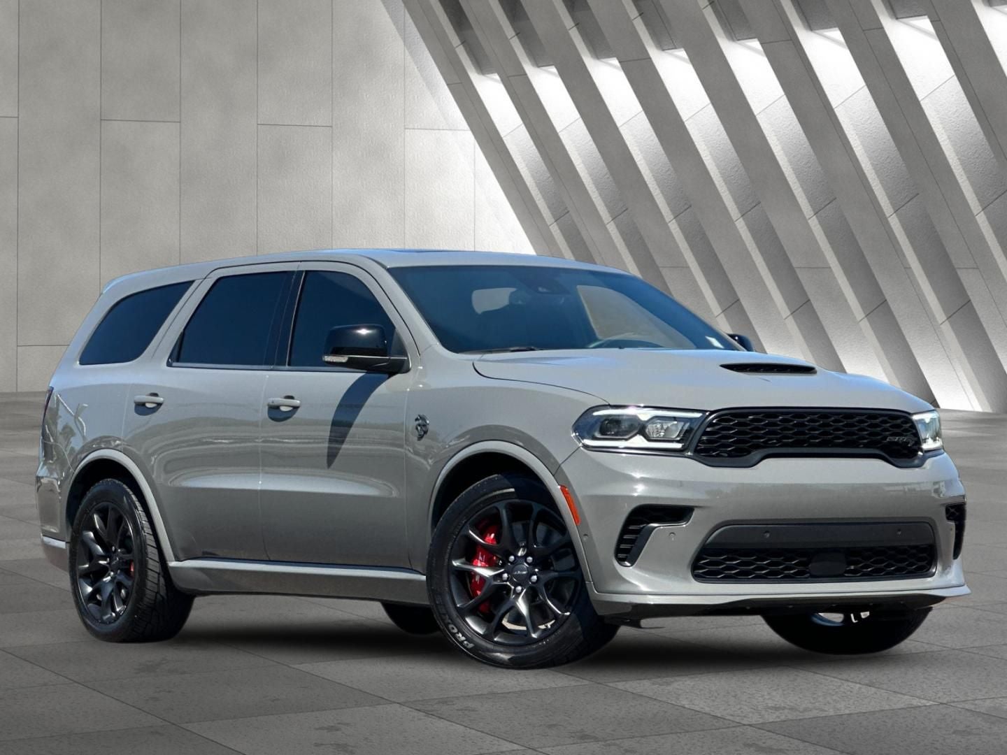 2021 Dodge Durango SRT Hellcat in Destroyer Gray Clearcoat — front three-quarter view