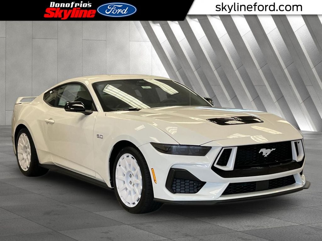 2026 Ford Mustang GT Premium in Oxford White — front three-quarter view