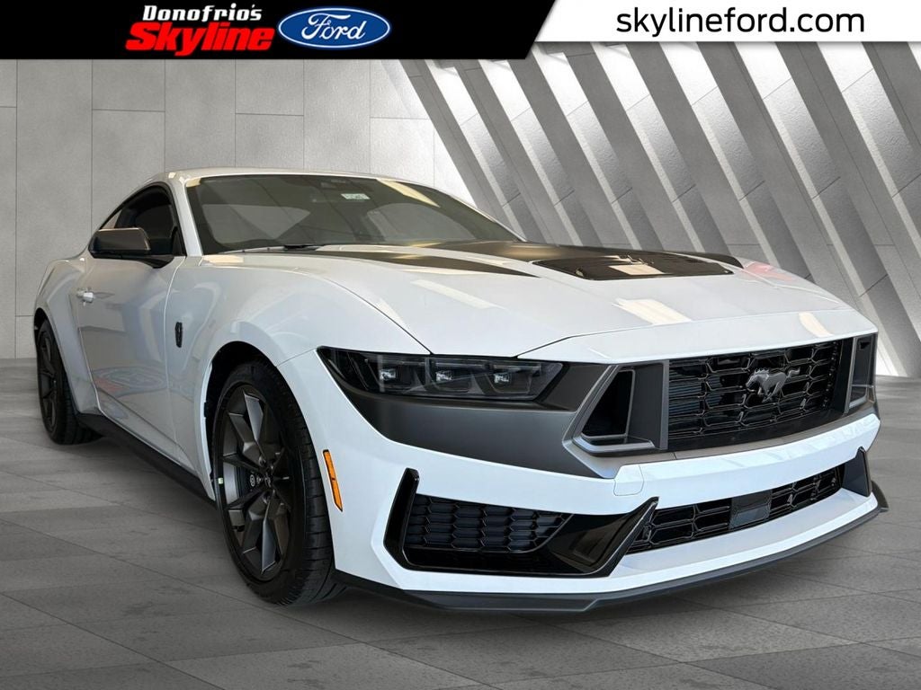 2026 Ford Mustang Dark Horse in Oxford White — front three-quarter view