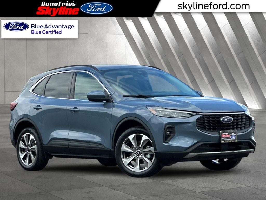 2025 Ford Escape Platinum in Vapor Blue Metallic — front three-quarter view