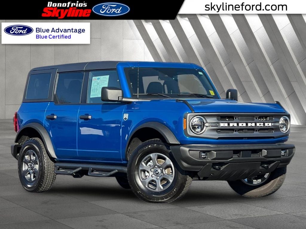 2024 Ford Bronco Big Bend in Blue Metallic — front three-quarter view