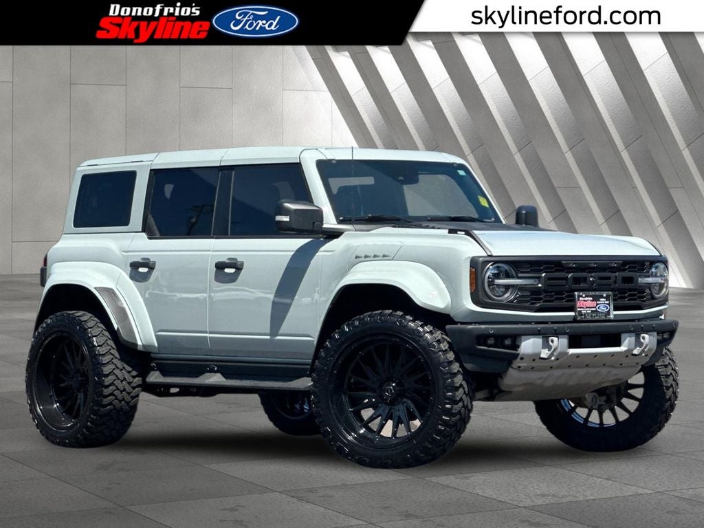 2024 Ford Bronco Raptor in Cactus Gray — front three-quarter view