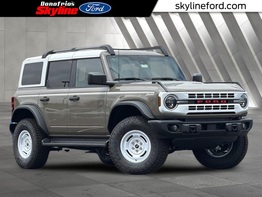 2026 Ford Bronco Heritage Edition in Marsh Gray — front three-quarter view