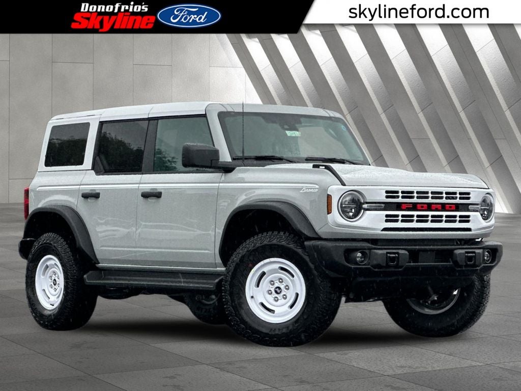 2026 Ford Bronco Heritage Edition in Avalanche Gray — front three-quarter view