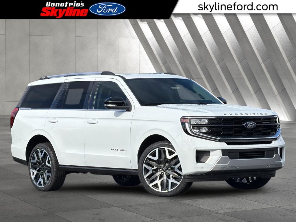 2026 Ford Expedition Platinum in Oxford White — front three-quarter view