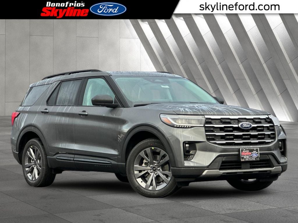 2026 Ford Explorer Active in Gray Metallic — front three-quarter view