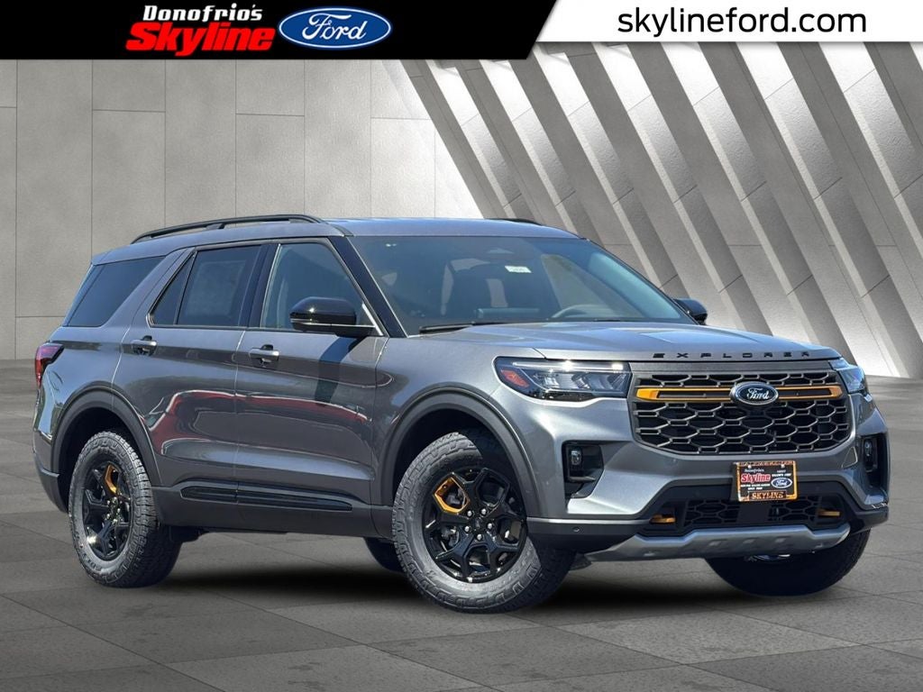 2026 Ford Explorer Tremor in Carbonized Gray Metallic — front three-quarter view