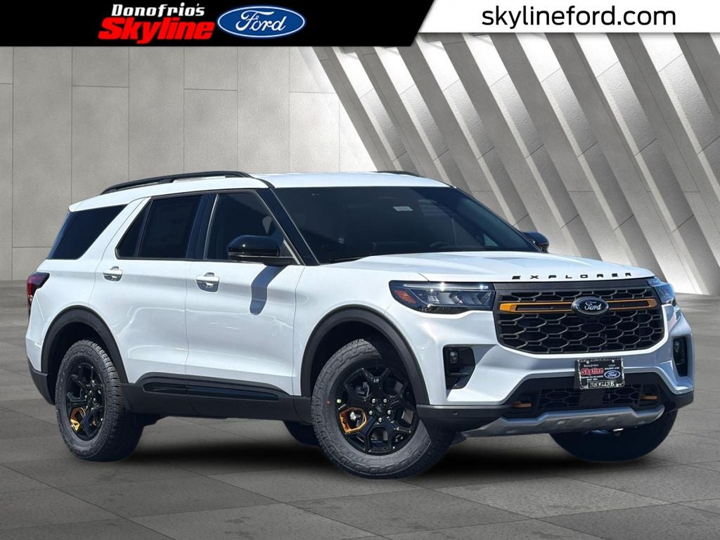 2026 Ford Explorer Tremor in Space White Metallic — front three-quarter view
