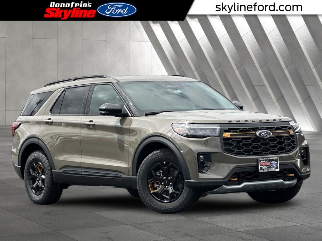 2026 Ford Explorer Tremor in Marsh Gray — front three-quarter view