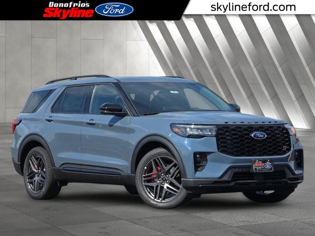 2026 Ford Explorer ST in Vapor Blue Metallic — front three-quarter view