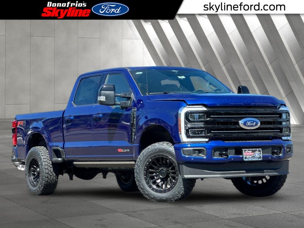2026 Ford F-250SD Platinum in Argon Blue Metallic — front three-quarter view