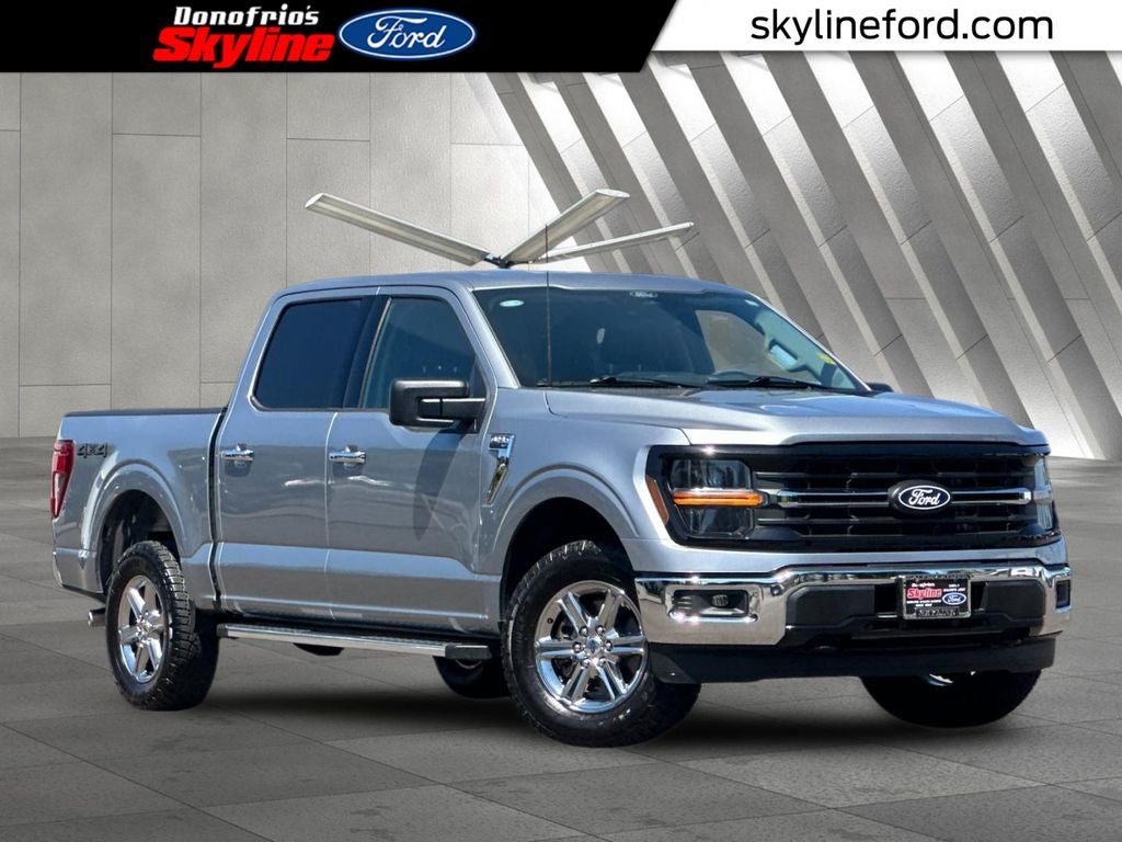 2025 Ford F-150 XLT in Iconic Silver Metallic — front three-quarter view