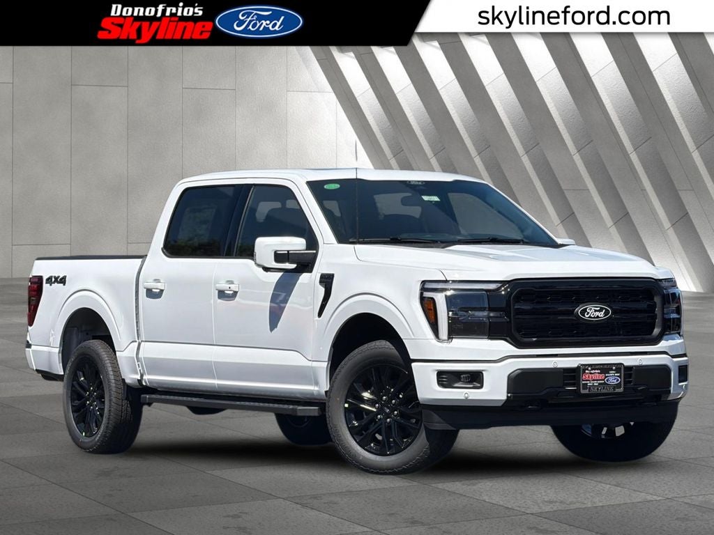2026 Ford F-150 Lariat in Oxford White — front three-quarter view