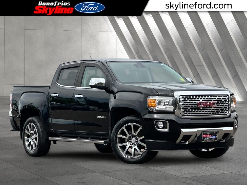 2018 GMC Canyon Denali in Black — front three-quarter view