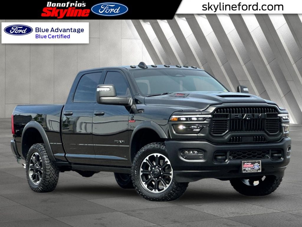 2025 RAM 2500 Rebel in Diamond Black Crystal Pearlcoat — front three-quarter view