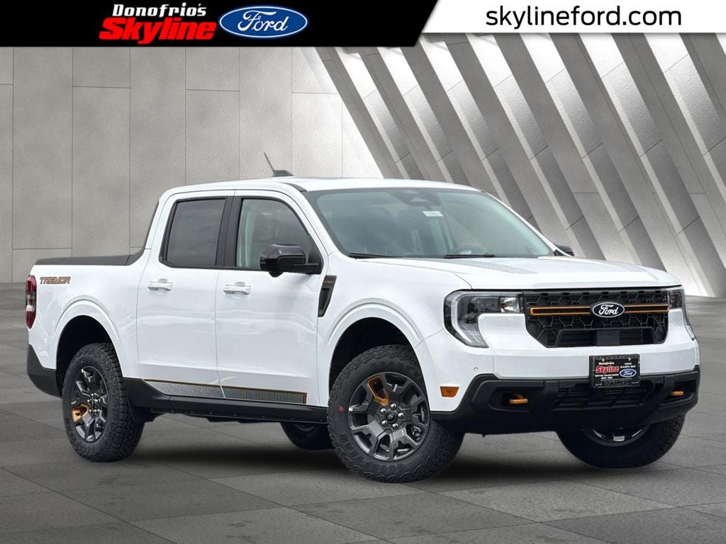 2026 Ford Maverick Tremor in Oxford White — front three-quarter view