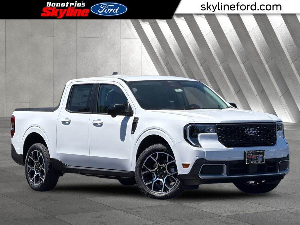 2026 Ford Maverick Lariat in Oxford White — front three-quarter view