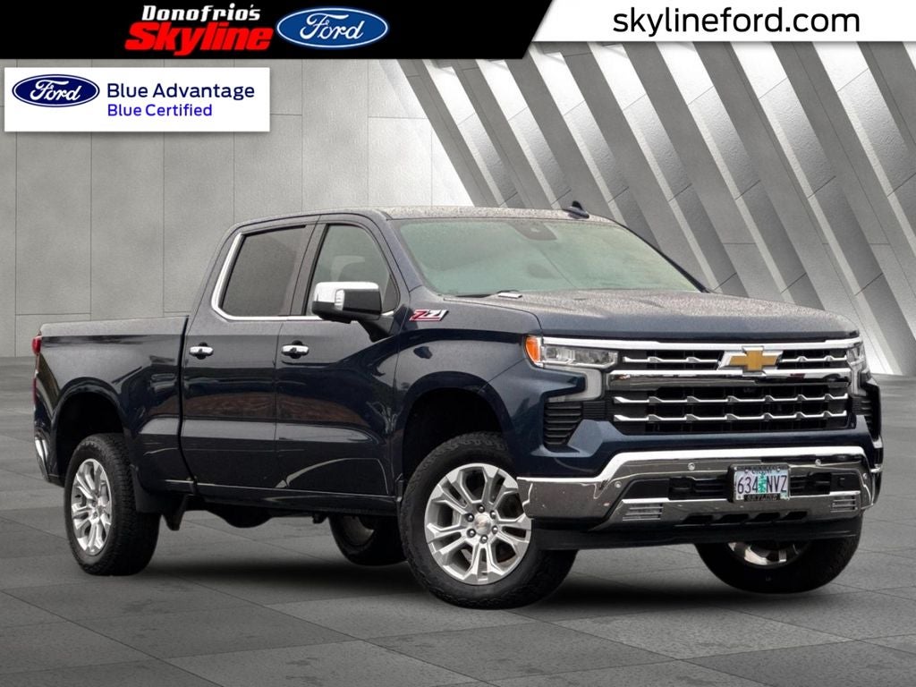 2022 Chevrolet Silverado 1500 LTZ in Northsky Blue Metallic — front three-quarter view