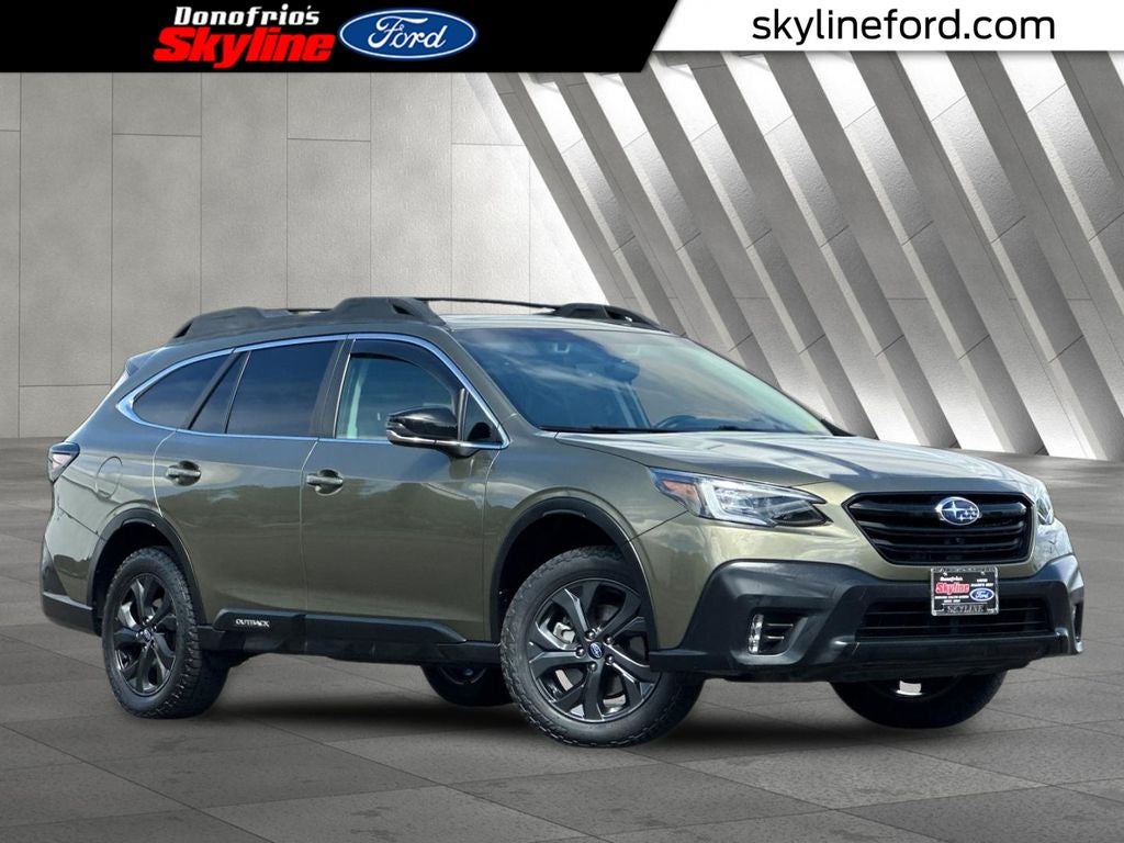 2020 Subaru Outback Onyx Edition XT in Autumn Green Metallic — front three-quarter view