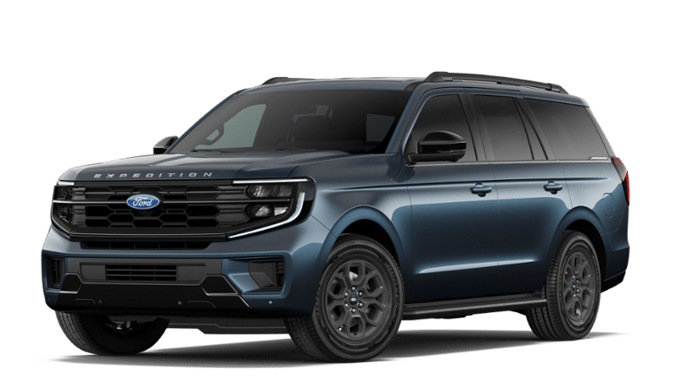 2027 Ford Expedition Active in Nocturnal Blue Metallic — front three-quarter view