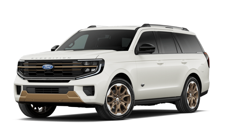 2027 Ford Expedition King Ranch in Star White Metallic Tri-Coat — front three-quarter view