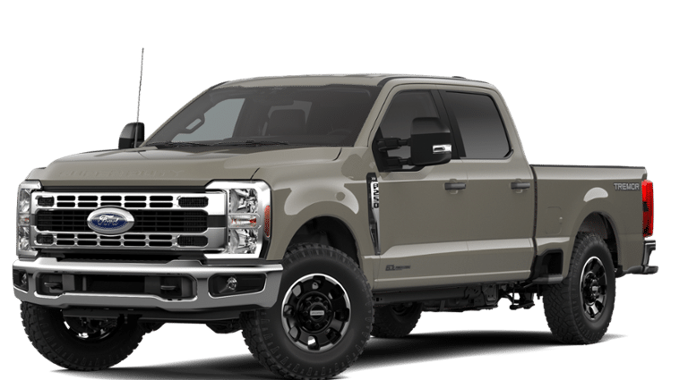 2026 Ford Super Duty F-250 XLT in Marsh Gray — front three-quarter view