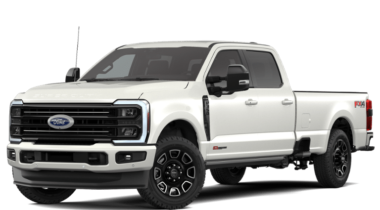 2026 Ford Super Duty F-350 Platinum in Star White Metallic Tri-Coat — front three-quarter view