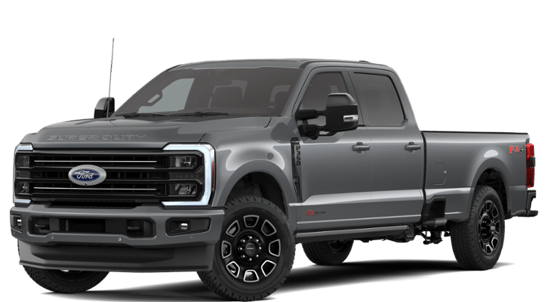 2026 Ford Super Duty F-350 Platinum in Carbonized Gray Metallic — front three-quarter view