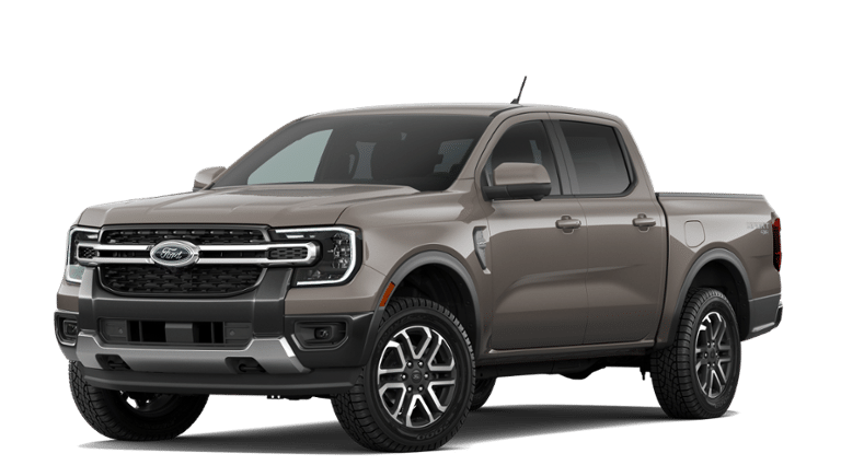 2026 Ford Ranger Lariat in Marsh Gray — front three-quarter view