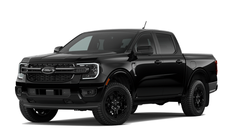 2026 Ford Ranger Lariat in Shadow Black — front three-quarter view