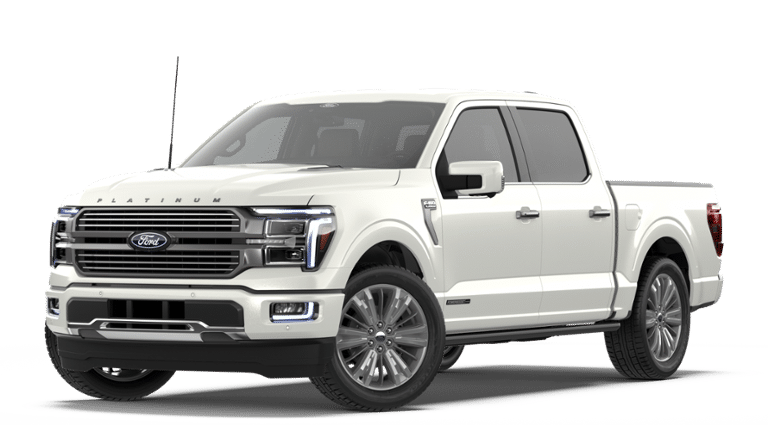 2026 Ford F-150 Platinum in Star White Metallic Tri-Coat — front three-quarter view