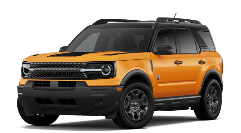 2026 Ford Bronco Sport Big Bend in Orange Fury Metallic Tri-Coat — front three-quarter view