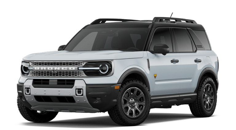 2026 Ford Bronco Sport Badlands in Space White Metallic — front three-quarter view