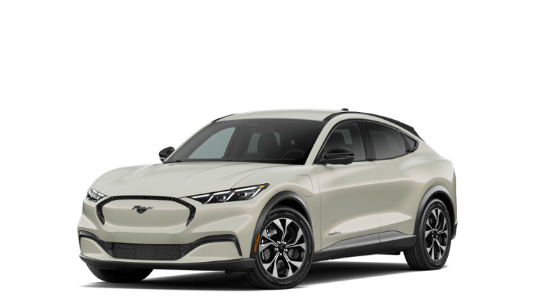 2026 Ford Mustang Mach-E Select in Desert Sand — front three-quarter view