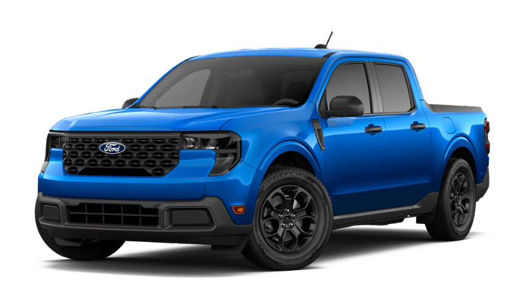 2026 Ford Maverick XLT in Velocity Blue — front three-quarter view